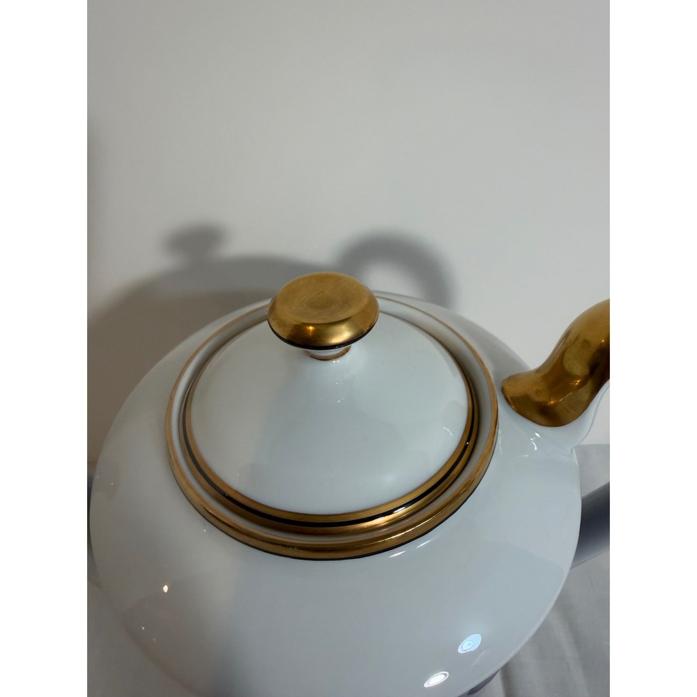 Fitz and Floyd Renaissance Blue Gold Trim Coffee Pot Porcelain Japan 1978 VTG - Picture 9 of 11